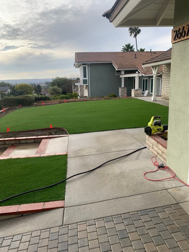 Turf lawn installation in orange county